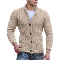 Cárdigan de punto jacquard para hombre Abrigo con cuello en capas para otoño e invierno - details 2