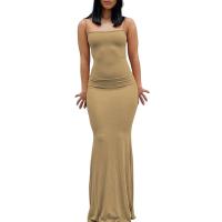 Vestido de fiesta sin mangas con tirantes finos y degradado largo sin espalda a la moda de verano para mujer - details 4