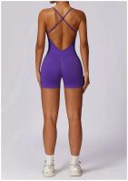 Mono de Yoga para Mujer Kailuoka Sexy Fitness Romper Sin Mangas y Espalda Disfraz Deportivo Corto en Color Sólido para Otoño e Invierno Material Exterior de Nylon - details 25