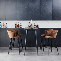 de 2 Taburete de Bar con Respaldo, Apoyabrazos y Reposapiés Sillas Tapizados de Gamuza Vintage Industrial Asiento de 72 cm de Altura para Cocina, Bar, Comedor, Marrón - details 5