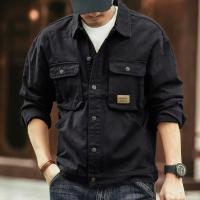 Chaqueta de mezclilla para hombre, holgada, con solapa retro americana, moda informal, ropa de abrigo para primavera y otoño - details 11