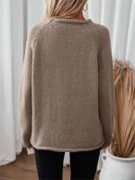 Jersey informal de cuello redondo para mujer, Jersey holgado de punto de manga larga, Tops de otoño e invierno, 2024 - details 6