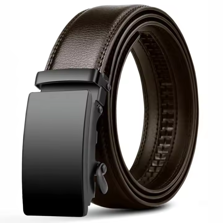 Cinturón de negocios de alta calidad para hombres, correas de cintura de cuero PU para Jeans, negro, marrón, hebilla automática para hombres - 1
