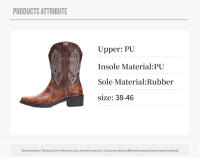 Botas vaqueras occidentales bordadas, botas de caballero británicas - details 4