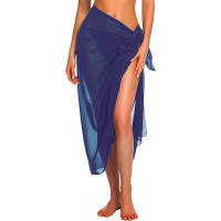 Falda larga y corta para mujer, traje de baño de Sarong, pareo de Bikini de verano, bufanda transparente - details 5