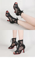 Botas de baile de cuero con suela roja para mujer, zapatos de baile de salón, zapatos de baile latino, botas de Pole Dance, zapatos de fiesta de Tango para mujer - details 9