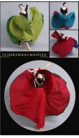 Falda baile gasa flamenca para mujer, faldas largas Color sólido 720 grados, ropa práctica bailarina, falda de estilo chino con - details 8