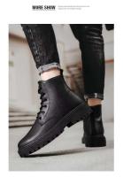 Botas de cuero de cocina para hombre de otoño, zapatos deportivos informales para Chef, a la moda, diseño Martin, negro, impermeables y antideslizantes - details 11