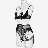 Conjunto de Sujetador Transparente con Borlas de Cuatro Piezas Lencería Sexy para Mujeres - details 12