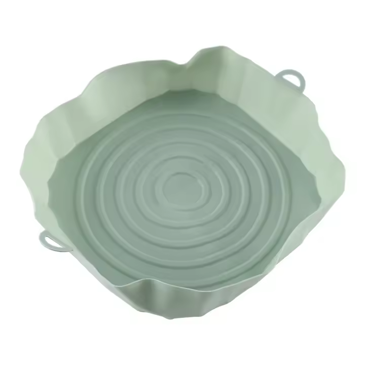 Bandeja de horno para freidoras de aire, cesta de pollo frito, esterilla, olla de silicona redonda, reemplaza la parrilla, sartén verde, 20Cm - 1