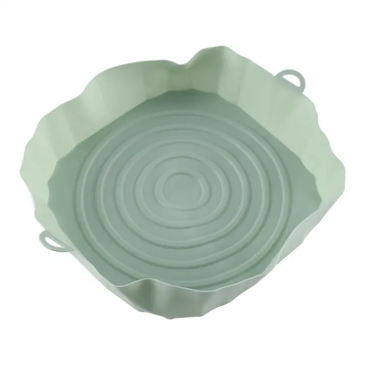 Bandeja de horno para freidoras de aire, cesta de pollo frito, esterilla, olla de silicona redonda, reemplaza la parrilla, sartén verde, 20Cm - 1