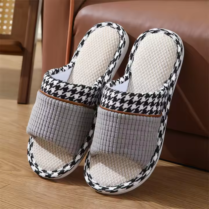 Pareja Home Pantuflas frescas de tela de algodón y lino. - 1