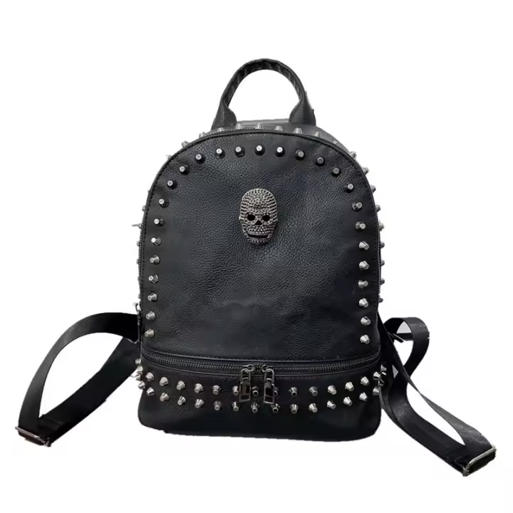 Mochila de Piel Sintética JIEROTYX Estilo Gótico Gran Capacidad Para Mujer Negro - 1