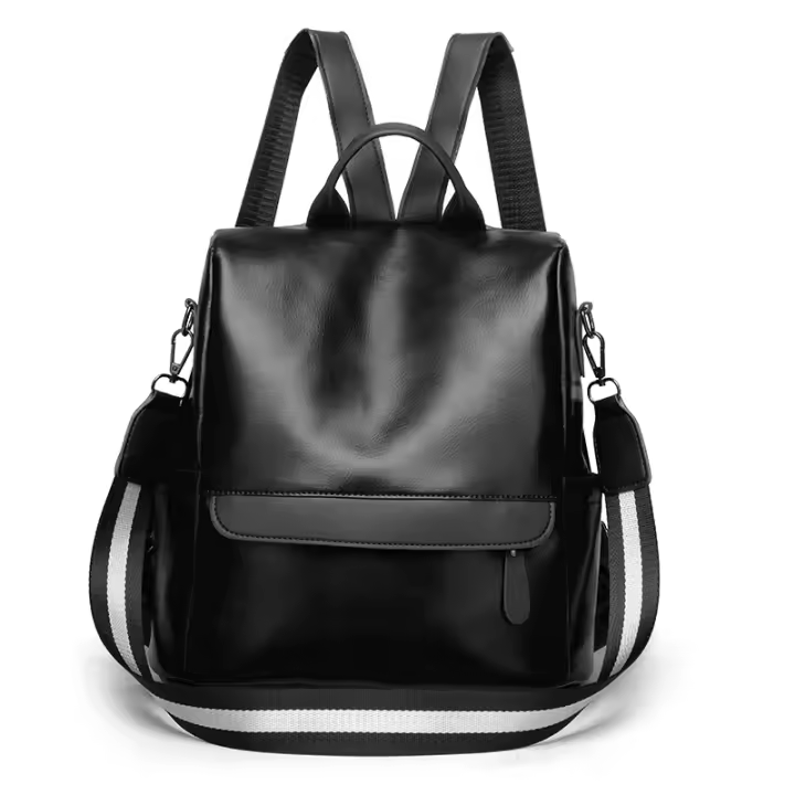 Mochila pequeña informal simple para mujer, bolso de hombro de cuero PU suave, bolso de trabajo vintage para mujer - 1