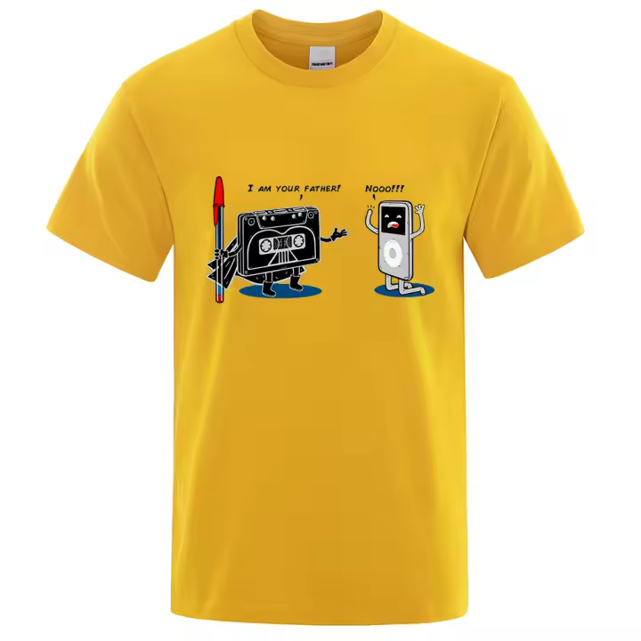 Camisetas divertidas con reproductor de música para hombre, Camiseta holgada de algodón con cuello redondo, ropa de Hip Hop, camisetas de alta calidad, novedad de verano - 1