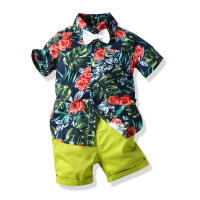 Mangas cortas de verano, camisas de flores, pantalones cortos para niños, conjunto casual de dos piezas, ropa de playa multicolor para bebés y niños - details 16