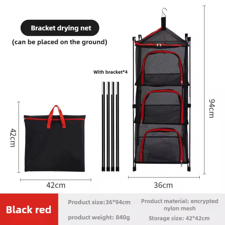 Moderno Tendedero Plegable de 3 Capas Red de Secado Colgante para Exteriores - 1