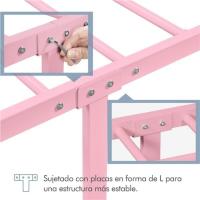 Cama Individual con Espacio Bajo Marco Metal Altura 32 cm Cama Individual con Cabecera para Colchón de 90 x 190 cm Blanco - details 94