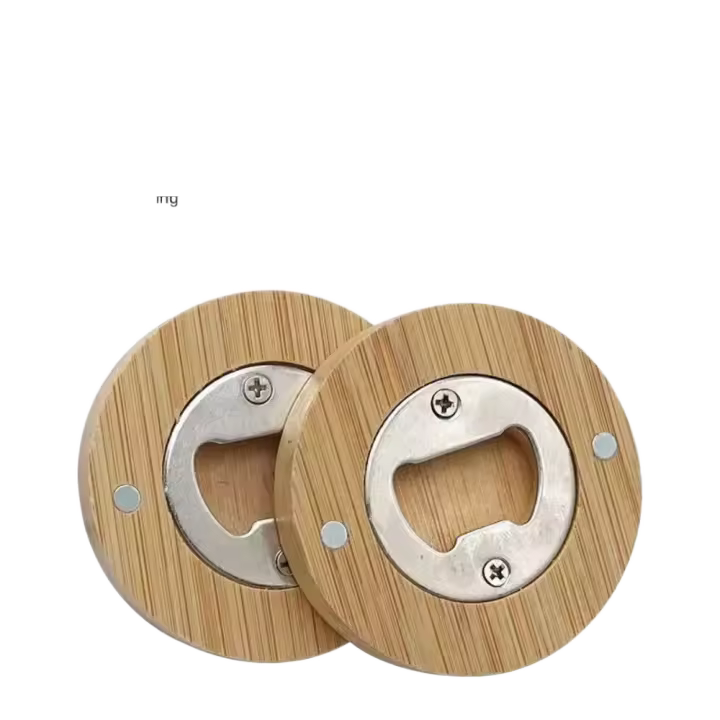 Abridor de cerveza de madera duradero, forma redonda, tapa de cerveza de bambú, abridores de botellas para el hogar, cocina y Bar - 1