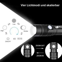 Linterna LED Potente de Aleación de Aluminio Portátil, Recargable por USB, Luz de Flash Impermeable para Acampar al Aire Libre - details 4