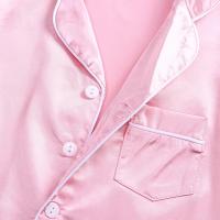 Pijamas para niños y niñas, Top de satén de seda, pantalón de manga larga, pijamas lisos con botones para bebés, conjunto de satén, camisón, ropa de dormir para niños - details 12