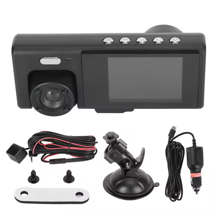 Cámara de Vehículo con 3 Lentes Grabadora Nocturna IR Grabación en Bucle Sensor G - 1