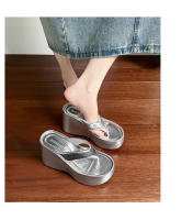 Chanclas de suela gruesa que aumentan la altura en verano, zapatillas con forma de magdalena y sandalias con tacón de cuña para mujer - details 12