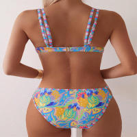 2025 Nuevo Bikini de Moda con Cuello Halter Impreso de Alta Gama para Mujer Traje de Baño de Dos Piezas para la Playa. - details 9