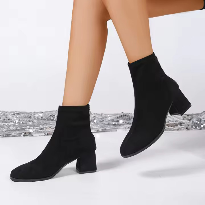 Botas de tacón alto de moda para mujer Primavera-Otoño-Invierno 2025 Punta cuadrada cremallera trasera - 1