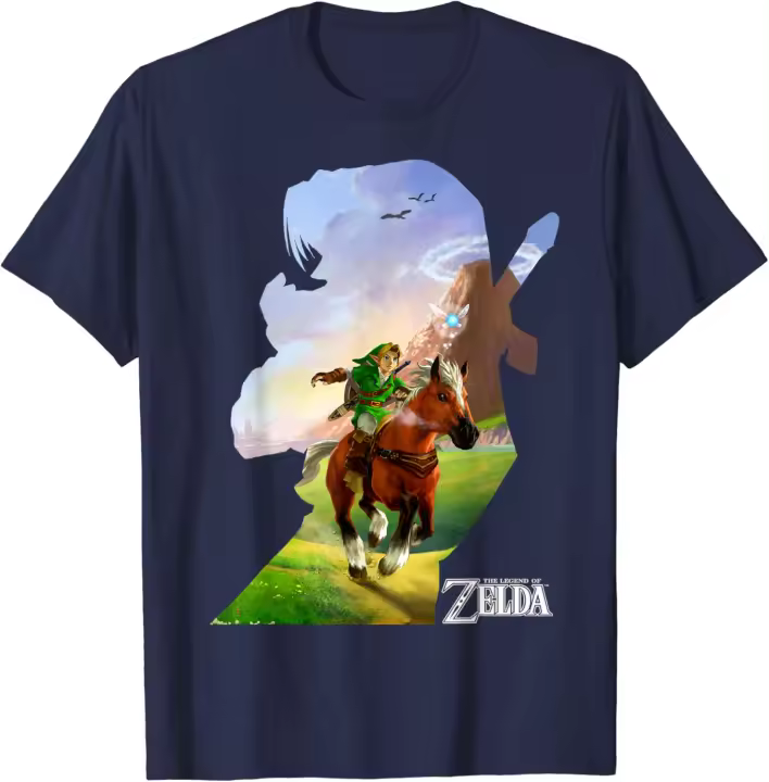 Camiseta de Zelda Link Epona Ride Silhouette - 1