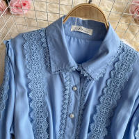 Vestido estilo corte francés para mujer 2025, nicho y gama alta, retales de encaje, botonadura única, falda larga hasta la rodilla con cintura - details 13