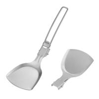 Cuchara de sopa plegable de acero inoxidable para acampar al aire libre, utensilios de cocina portátiles resistentes al desgaste, herramientas - details 15