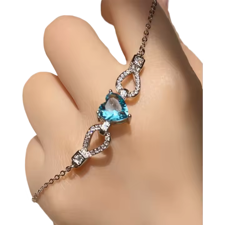 Diseño Original de principios de verano, Topacio azul marino, regalo para novias, pulsera rosa de princesa Súper Hada chapada en 18K - 1
