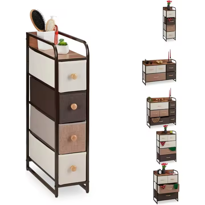Mueble Modular 4 Cajones Deslizantes, Balda, Cestas Plegables, Cómodo de Tela 84,5 x 20 x 49,5 cm - 1
