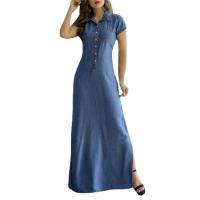 Vestido Largo Elegante Y Elegante Para Mujer Verano 2024 Con Cuello En V Abierta Mediana Talla Vestido De Fiesta Slim Fit - details 7