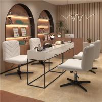 Silla de Oficina sin Reudas, Silla Piernas Cruzadas con Función Mecedora, Silla de Escritorio Ancha para Juegos, Silla de Maquillaje sin Brazos para Casa, Marfil - details 21