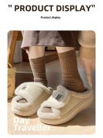Zapatillas de algodón con Velcro para mujer, suela exterior de EVA suave para interiores y exteriores, plantilla de felpa, estilo de plataforma, fácil de combinar, novedad - details 3