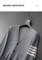 Cardigan de Punto de Marca Superior Novedad Primavera-Otoño Estilo Casual Coreano con Abertura Lateral V-cuello - details 9