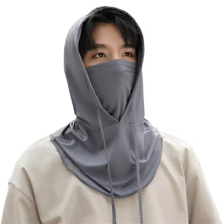 Máscara de protección solar gris claro, máscara de protección solar con capucha de cara completa, protección solar UV para montar al aire libre - 1