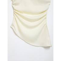 OUWU- Blusa Drapeada Asimétrica Para Mujer, Un Hombro, Cremallera Lateral, Top Elegante De Moda, Camisa Femenina - details 4