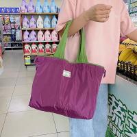 Bolsa de comestibles reutilizable, bolsa de compras plegable de gran capacidad con cierre de cordón, bolso de hombro ecológico plegable - details 1