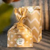 Bolsa de papel Kraft desechable, bolsas de regalo de puntos a rayas, embalaje para hornear dulces, galletas, pan, recuerdos de fiesta de Navidad y boda, 50 unidades por lote - details 5