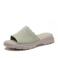 Sandalia pantuflas tejidas de silicona ultraligeras y húmedas para uso externo, nuevo estilo antideslizante con cómodo tacón inclinado, - details 3