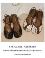 Sandalias Romanas de Verano Zapatos Planos para Mujeres 2025 con Cabeza de Estilo Retro y Pequeña Talla - details 0