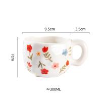 Taza de Cerámica Estilo Coreano Hecha a Mano 300ML Taza de Café Desayuno con Diseño de Flor Pintada a Mano Ideal para Desayuno, Leche de Mañana, Té de la Tarde - details 17