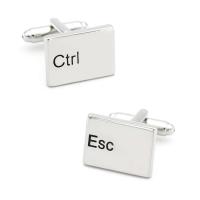 Gemelos para teclado de ordenador para hombre, plateados, material de latón de alta calidad, diseño ESC CTRL, venta al por mayor y al por menor - details 4