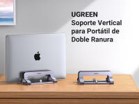 Ugreen Soporte de Portátil Vertical Ajustable 2 Ranuras Compatible con MacBook Pro/Air, Matebook, HP, iPad, Tablet Gris - details 0