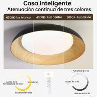 Hogar inteligente, decoración de interiores, techo, control remoto, luz de techo LED de madera inteligente para dormitorio y sala de estar. - details 3