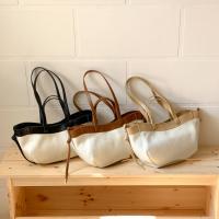 2025 nuevo nicho retro empalme bolsa de mano de lona de color contrastante bolso de gran capacidad bolso de hombro versátil - details 2