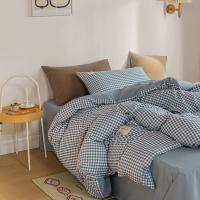 Juego de funda nórdica a cuadros japoneses, sábanas de alta calidad y respetuosas con la piel, juego de cama doble individual. - details 19